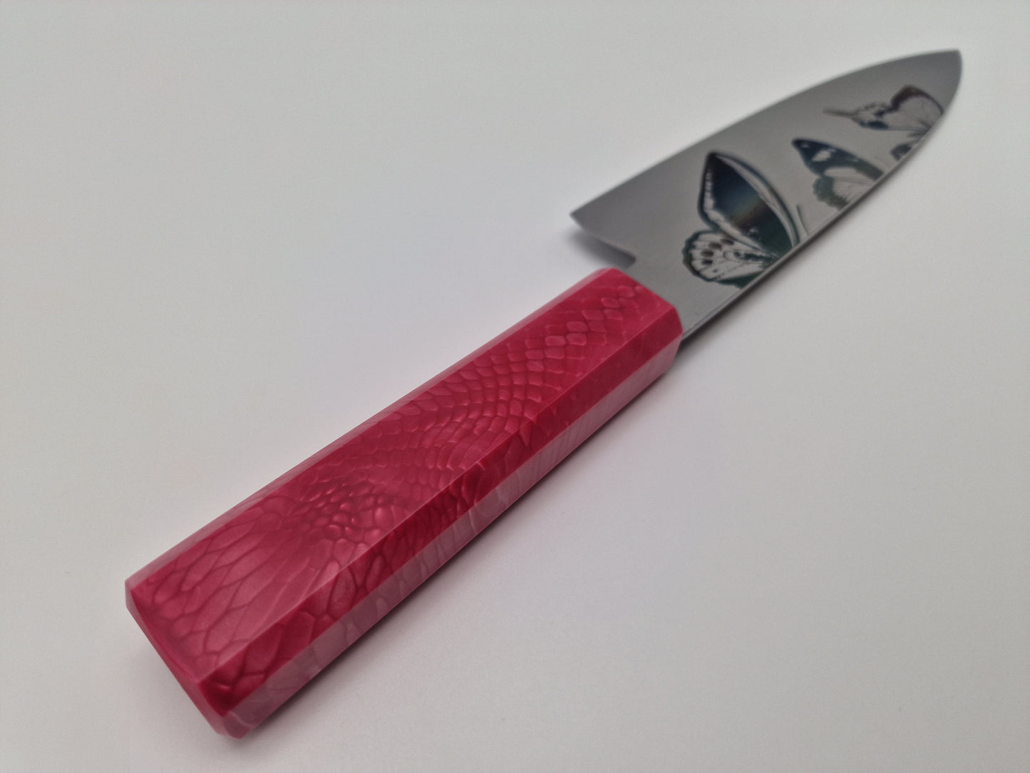 180mm kokkekniv - custom - pink - engraving