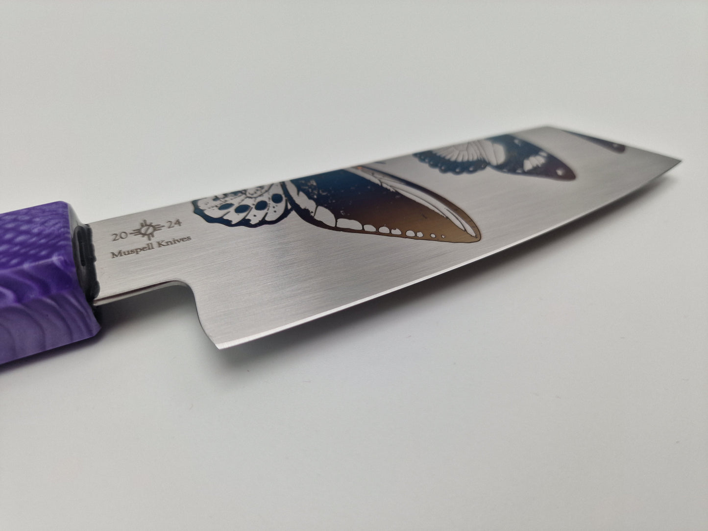 150mm kokkekniv - custom - lilla - lasergravering
