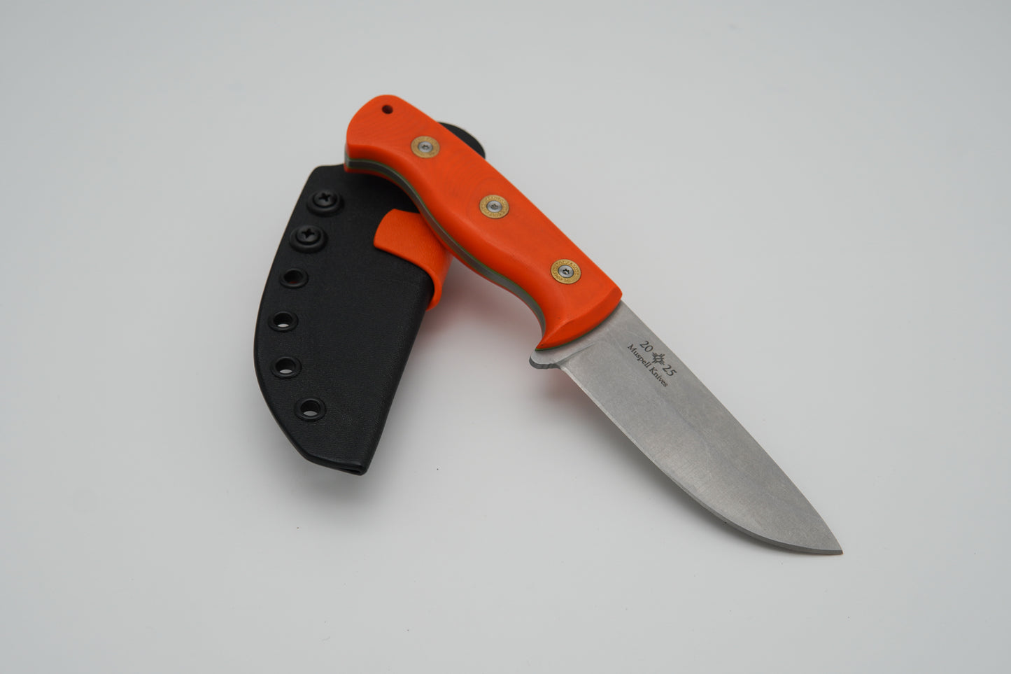 Custom hunting knife with laser engraved spine