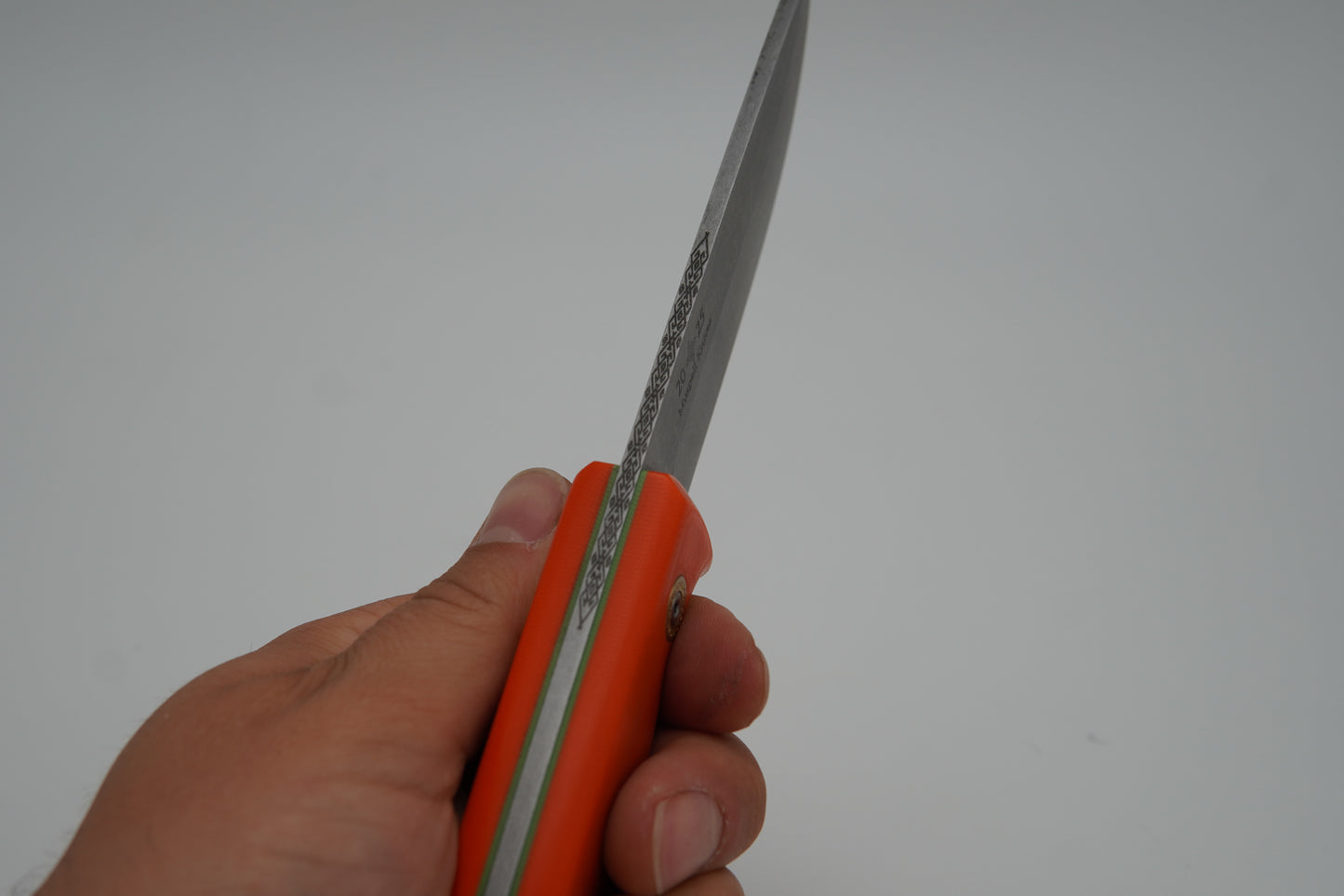 Custom hunting knife with laser engraved spine