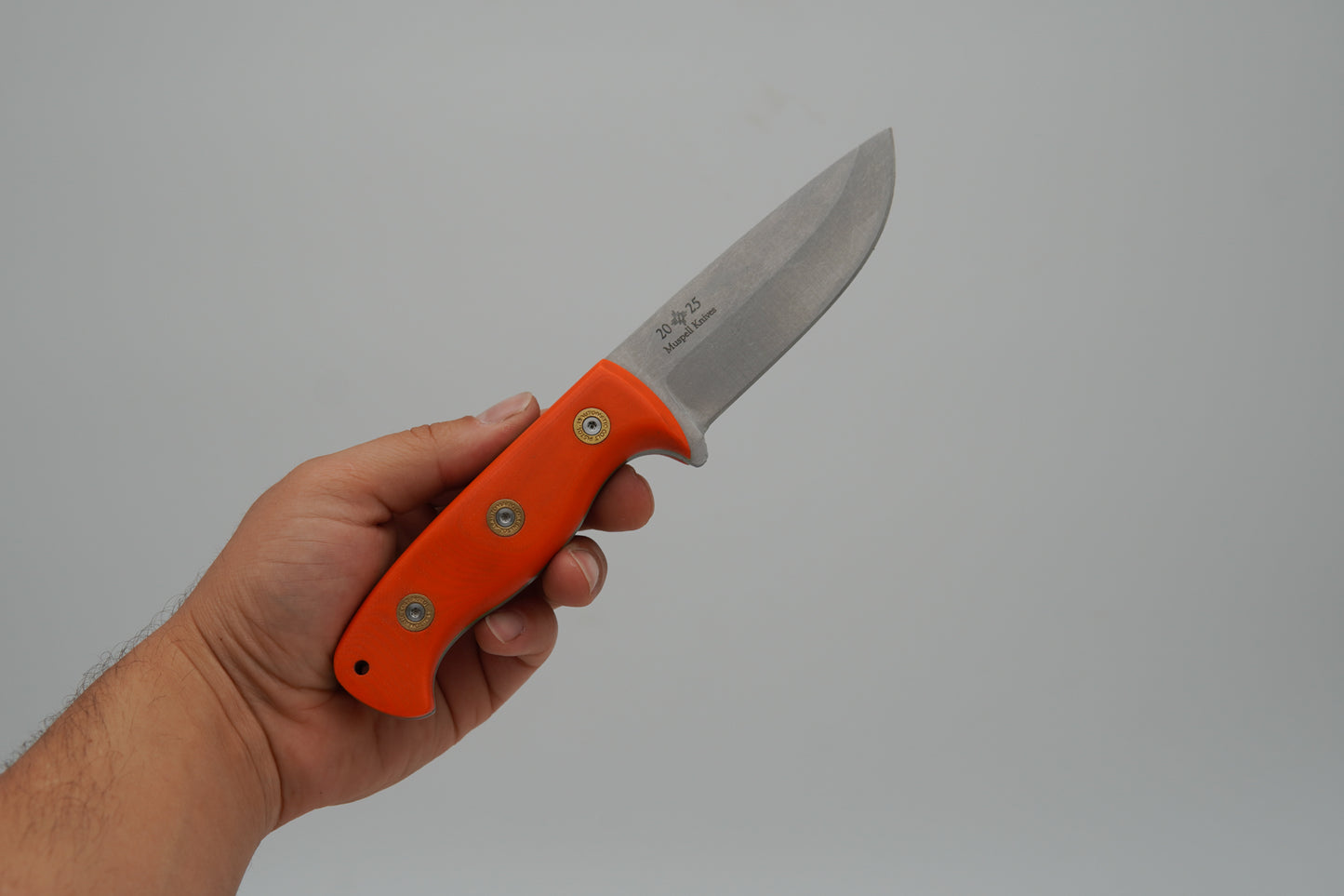 Custom hunting knife with laser engraved spine